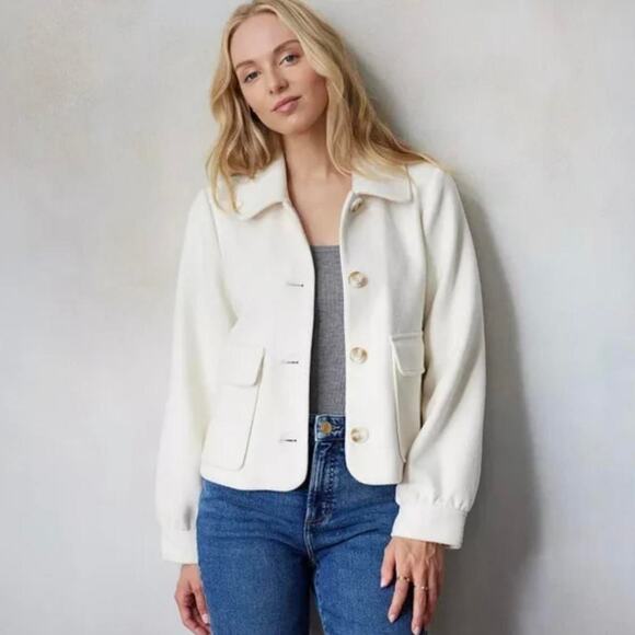 Lauren Conrad Wool-Blend Coat in Ivory – Women’s Plus 1X - Picture 7 of 7